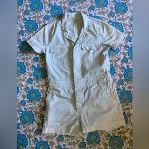 Madewell mint green denim coverall romper size S